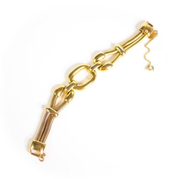 Vintage Monet Gold Buckle Bit Style Bracelet